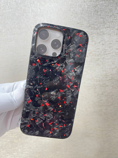 [c-akma-012025-07] Carbon fiber design case red marble effect